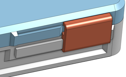 Slide-lock design render in OnShape.