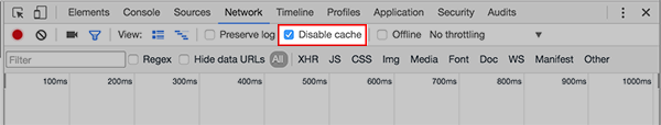 Disable cache option in chrome devtools.